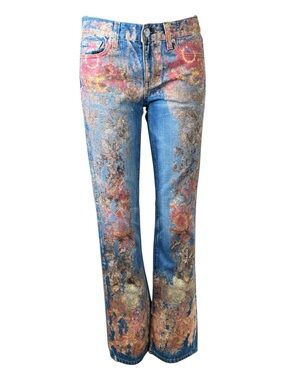 J. CREW Boot-Cut Jeans with Multi-Color Floral Print